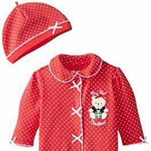 Little Me Baby Girls My First Christmas Set Footed Sleeper & Hat